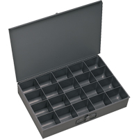 Compartment Scoop Boxes, Steel, 20 Slots, 18" W x 12" D x 3" H, Grey CA992 | WestPier