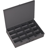 Compartment Scoop Boxes, Steel, 16 Slots, 13-3/8" W x 9-1/4" D x 2" H, Grey CB017 | WestPier