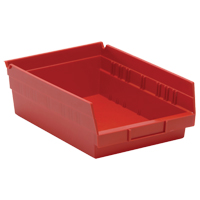Shelf Bins, 8-3/8" W x 4" H x 11-5/8" D, Red, 30 lbs. Capacity WestPier