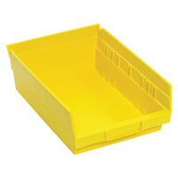 Shelf Bins, 8-3/8" W x 4" H x 11-5/8" D, Yellow, 30 lbs. Capacity WestPier
