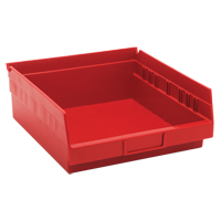 Bacs de rangement pour tablettes, 11-1/8" la x 4" H x 11-5/8" p, Rouge, Capacit&eacute; 30 lb WestPier