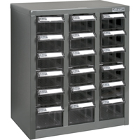 Casiers pour pi&egrave;ces KPC-600, Acier galvanis&eacute;, 18 tiroirs, 13-9/10" x 8-7/10" x 16-3/10", Gris WestPier