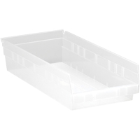 Shelf Bins, 8-3/8" W x 4" H x 17-7/8" D, Clear, 40 lbs. Capacity WestPier