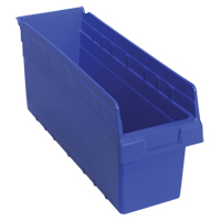 Store-Max Shelf Bins, 6-5/8" W x 8" H x 17-7/8" D, Blue, 56 lbs. Capacity WestPier