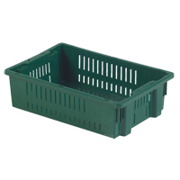 Agricultural Plastic Stack-N-Nest Container, 13.1" x 19.7" x 5.6", Green WestPier