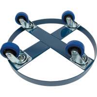 Drum Dolly, Steel, 1400 lbs. Capacity, 24" Diameter, Blue Elastic Casters WestPier