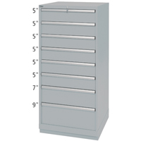 Drawer Cabinets, 8 Drawers, 28-1/4" W x 28-1/2" D x 59-1/2" H, Grey FI140 | WestPier
