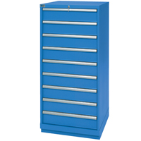 Drawer Cabinets, 9 Drawers, 28-1/4" W x 28-1/2" D x 59-1/2" H, Bright blue FI141 | WestPier