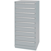 Drawer Cabinets, 9 Drawers, 28-1/4" W x 28-1/2" D x 59-1/2" H, Grey FI142 | WestPier