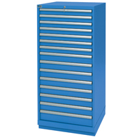Drawer Cabinets, 15 Drawers, 28-1/4" W x 28-1/2" D x 59-1/2" H, Bright blue FI147 | WestPier