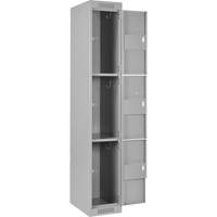 Casiers Clean Line, 3 niveaux, Bloc de 4, 48" x 18" x 72", Acier, Gris, Rivet (assembl&eacute;) WestPier