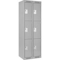 Clean Line Lockers, 3 -tier, Bank of 2, 24" x 18" x 72", Steel, Grey, Rivet (Assembled) WestPier
