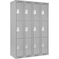 Casiers Clean Line, 3 niveaux, Bloc de 4, 48" x 18" x 72", Acier, Gris, Rivet (assembl&eacute;) WestPier