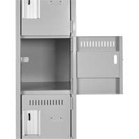 Clean Line Lockerette, 6 -tier, Bank of 4, 48" x 18" x 76", Steel, Grey, Rivet (Assembled) WestPier