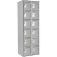 Clean Line Lockerettes, 6 -tier, Bank of 2, 24" x 18" x 72", Steel, Grey, Rivet (Assembled) WestPier