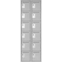 Clean Line Lockerettes, 6 -tier, Bank of 2, 24" x 18" x 72", Steel, Grey, Rivet (Assembled) WestPier