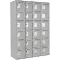 Clean Line Lockerettes, 6 -tier, Bank of 4, 48" x 18" x 72", Steel, Grey, Rivet (Assembled) WestPier