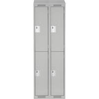 Clean Line Lockers, 2 -tier, Bank of 2, 24" x 18" x 78", Steel, Grey, Rivet (Assembled) WestPier