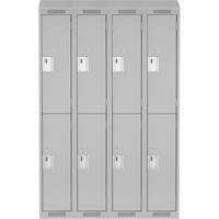 Clean Line Lockers, 2 -tier, Bank of 4, 48" x 18" x 78", Steel, Grey, Rivet (Assembled) WestPier