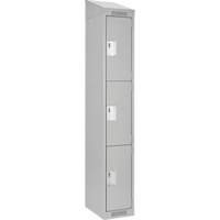 Clean Line Lockers, 3 -tier, 12" x 18" x 78", Steel, Grey, Rivet (Assembled) WestPier