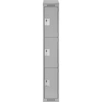 Clean Line Lockers, 3 -tier, 12" x 18" x 78", Steel, Grey, Rivet (Assembled) WestPier