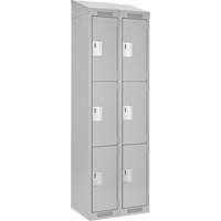 Clean Line Lockers, 3 -tier, Bank of 2, 24" x 18" x 78", Steel, Grey, Rivet (Assembled) WestPier