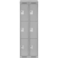 Clean Line Lockers, 3 -tier, Bank of 2, 24" x 18" x 78", Steel, Grey, Rivet (Assembled) WestPier