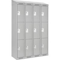 Clean Line Lockers, 3 -tier, Bank of 4, 48" x 18" x 78", Steel, Grey, Rivet (Assembled) WestPier