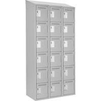 Clean Line Lockerette , 6 -tier, Bank of 3, 36" x 18" x 78", Steel, Grey, Rivet (Assembled) WestPier