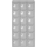 Clean Line Lockerette , 6 -tier, Bank of 3, 36" x 18" x 78", Steel, Grey, Rivet (Assembled) WestPier