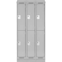 Clean Line Lockers, 2 -tier, Bank of 3, 36" x 18" x 82", Steel, Grey, Rivet (Assembled) WestPier