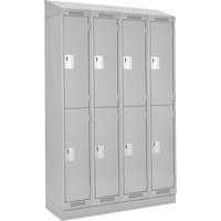 Clean Line Lockers, 2 -tier, Bank of 4, 48" x 18" x 82", Steel, Grey, Rivet (Assembled) WestPier