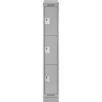 Clean Line Lockers, 3 -tier, 12" x 18" x 82", Steel, Grey, Rivet (Assembled) WestPier