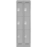 Clean Line Lockers, 3 -tier, Bank of 2, 24" x 18" x 82", Steel, Grey, Rivet (Assembled) WestPier