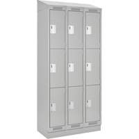 Clean Line Lockers, 3 -tier, Bank of 3, 36" x 18" x 82", Steel, Grey, Rivet (Assembled) WestPier