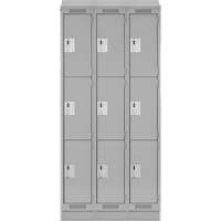Clean Line Lockers, 3 -tier, Bank of 3, 36" x 18" x 82", Steel, Grey, Rivet (Assembled) WestPier