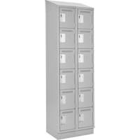 Clean Line Lockerette, 6 -tier, Bank of 2, 24" x 18" x 82", Steel, Grey, Rivet (Assembled) WestPier