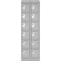 Clean Line Lockerette, 6 -tier, Bank of 2, 24" x 18" x 82", Steel, Grey, Rivet (Assembled) WestPier