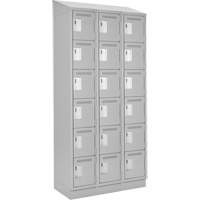 Clean Line Lockerette, 6 -tier, Bank of 3, 36" x 18" x 82", Steel, Grey, Rivet (Assembled) WestPier