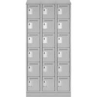 Clean Line Lockerette, 6 -tier, Bank of 3, 36" x 18" x 82", Steel, Grey, Rivet (Assembled) WestPier