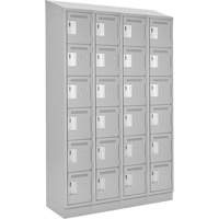 Clean Line Lockerette, 6 -tier, Bank of 4, 48" x 18" x 82", Steel, Grey, Rivet (Assembled) WestPier