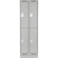 Clean Line Lockers, 2 -tier, Bank of 2, 24" x 18" x 76", Steel, Grey, Rivet (Assembled) WestPier