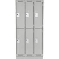 Clean Line Lockers, 2 -tier, Bank of 3, 36" x 18" x 76", Steel, Grey, Rivet (Assembled) WestPier