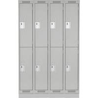 Clean Line Lockers, 2 -tier, Bank of 4, 48" x 18" x 76", Steel, Grey, Rivet (Assembled) WestPier