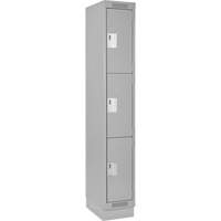 Clean Line Lockers, 3 -tier, 12" x 18" x 76", Steel, Grey, Rivet (Assembled) WestPier