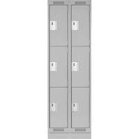 Clean Line Lockers, 3 -tier, Bank of 2, 24" x 18" x 76", Steel, Grey, Rivet (Assembled) WestPier