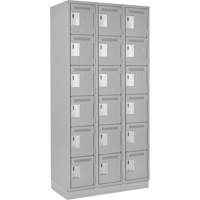 Clean Line Lockerette, 6 -tier, Bank of 3, 36" x 18" x 76", Steel, Grey, Rivet (Assembled) WestPier