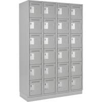 Clean Line Lockerette, 6 -tier, Bank of 4, 48" x 18" x 76", Steel, Grey, Rivet (Assembled) WestPier