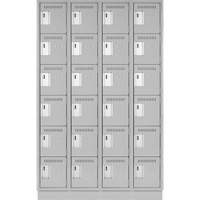 Clean Line Lockerette, 6 -tier, Bank of 4, 48" x 18" x 76", Steel, Grey, Rivet (Assembled) WestPier