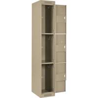 Casiers Clean Line, 3 niveaux, Bloc de 4, 48" x 18" x 72", Acier, Beige, Rivet (assembl&eacute;) WestPier
